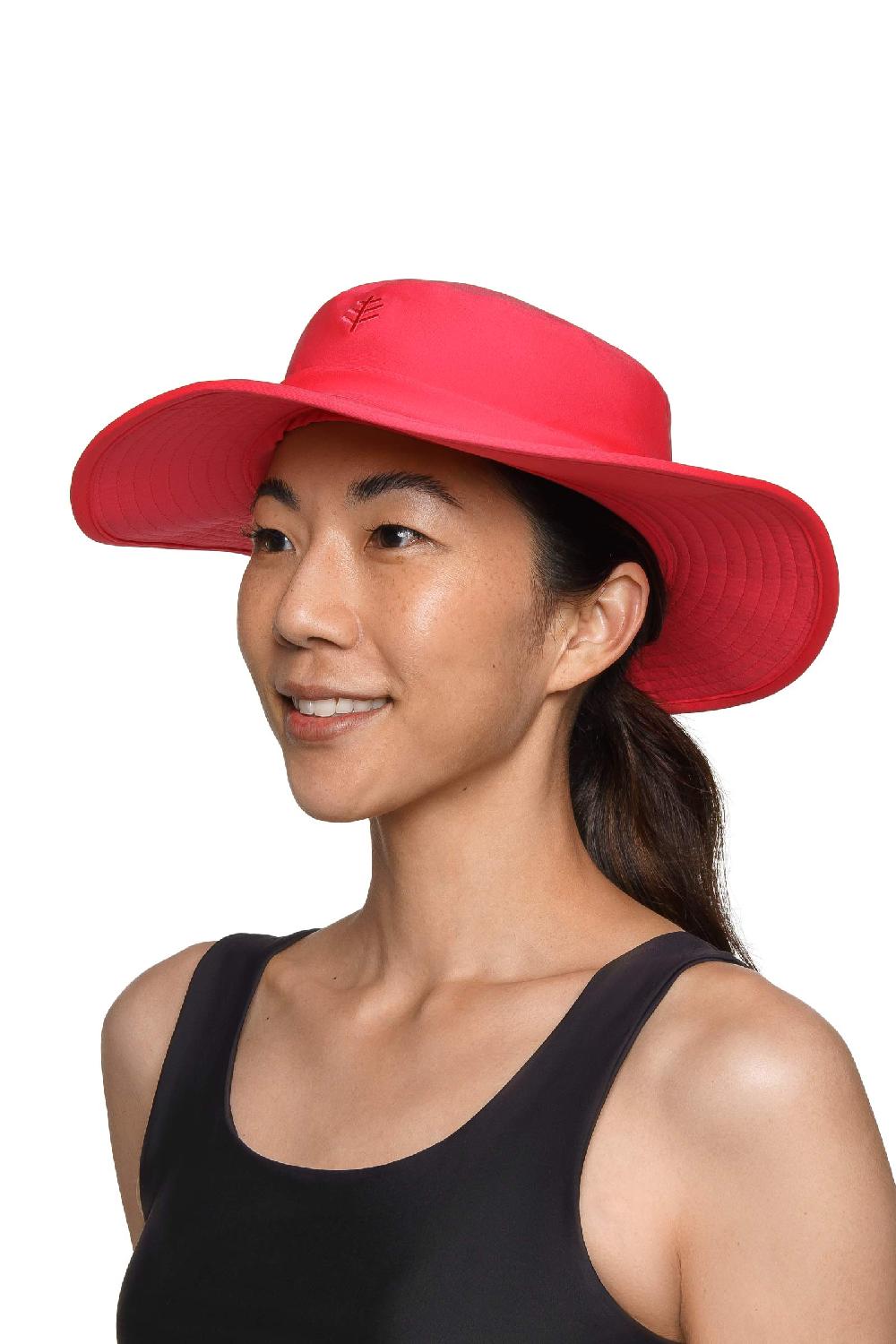 coolibar Brighton Chlorine Resistant Bucket Hat | Radiant Coral