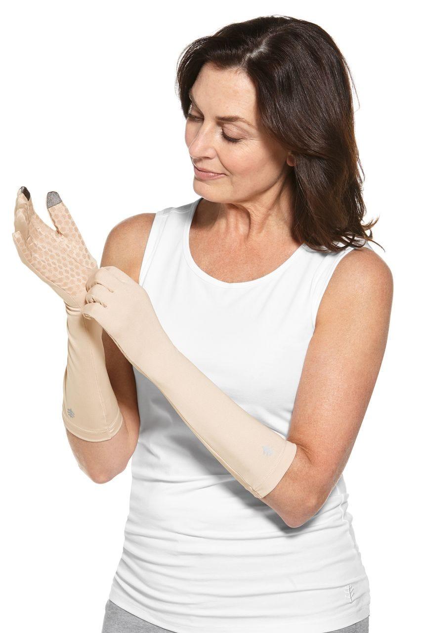 Coolibar Bona UV Mid Length Gloves | Beige