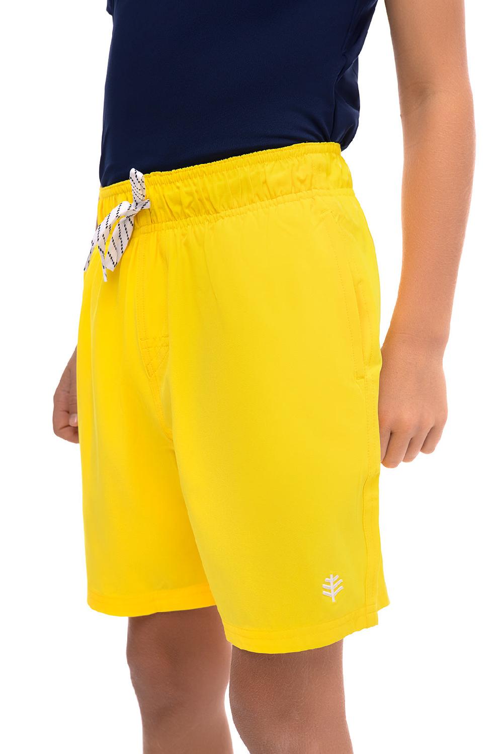 Coolibar Boy's Island Swim Trunks | Bold Yellow
