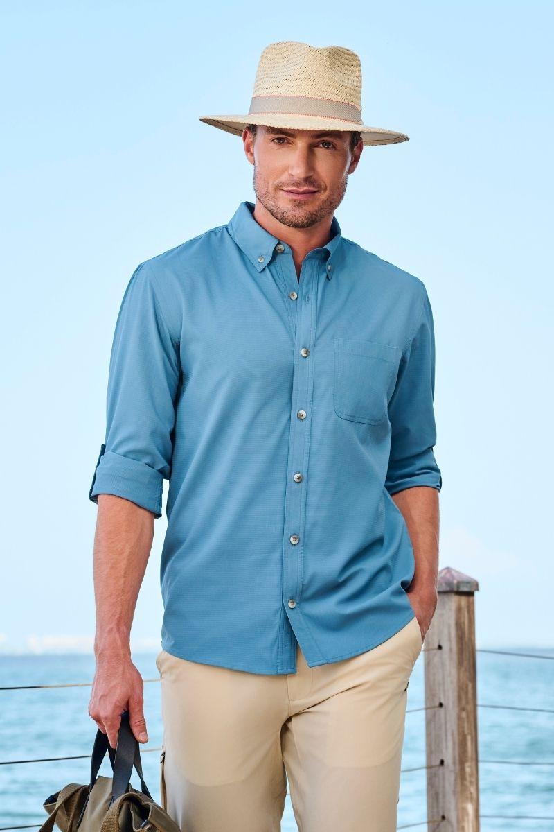 coolibar Men's Aricia Sun Shirt | Blue Dusk
