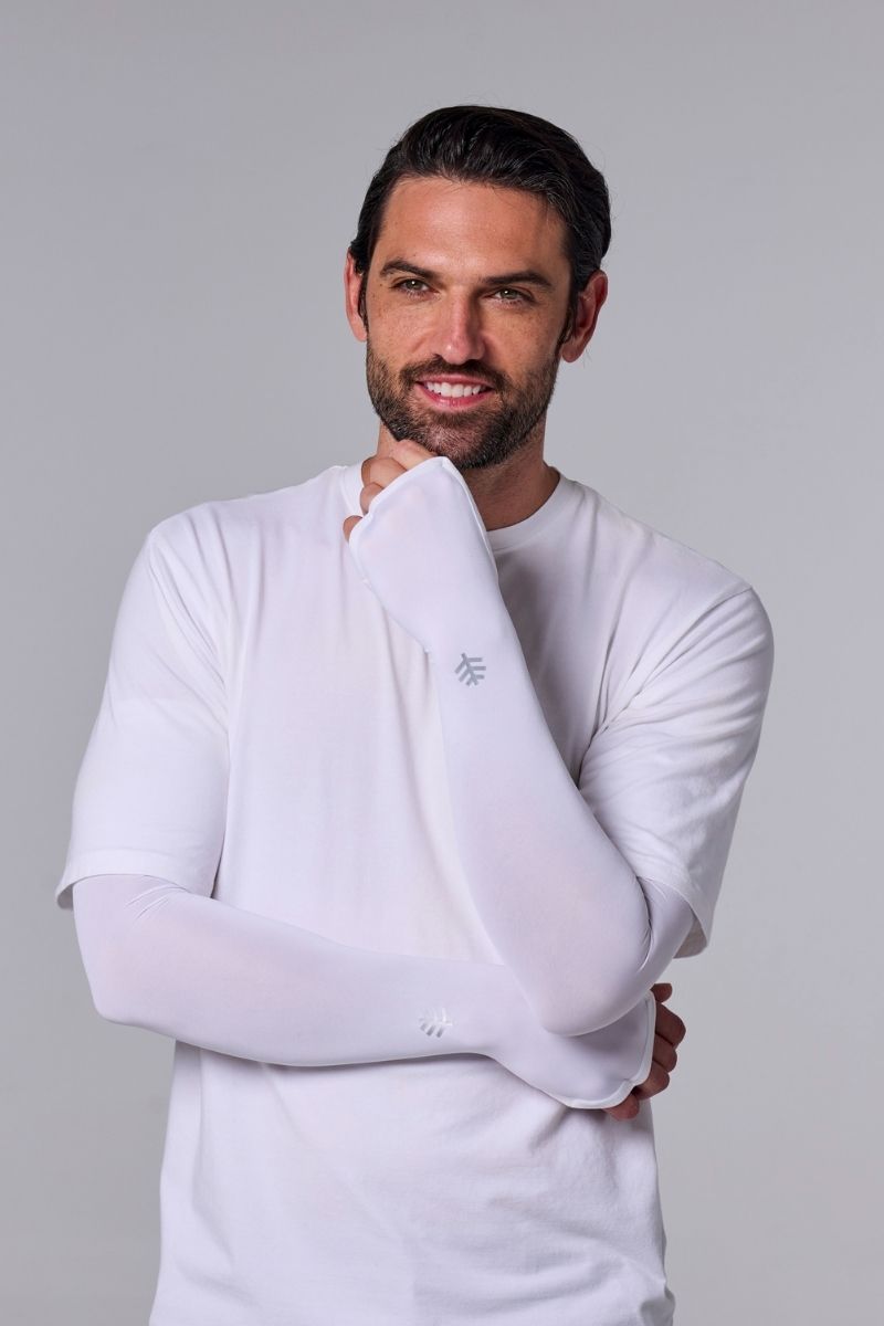 Coolibar Men's Backspin Performance Sleeves | White