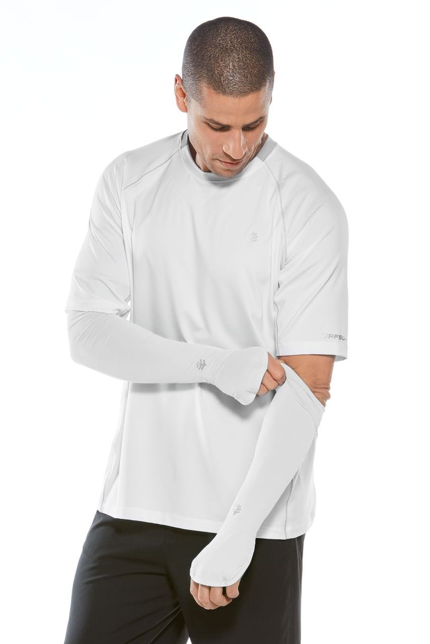 coolibar Men's Backspin Performance Sleeves | White