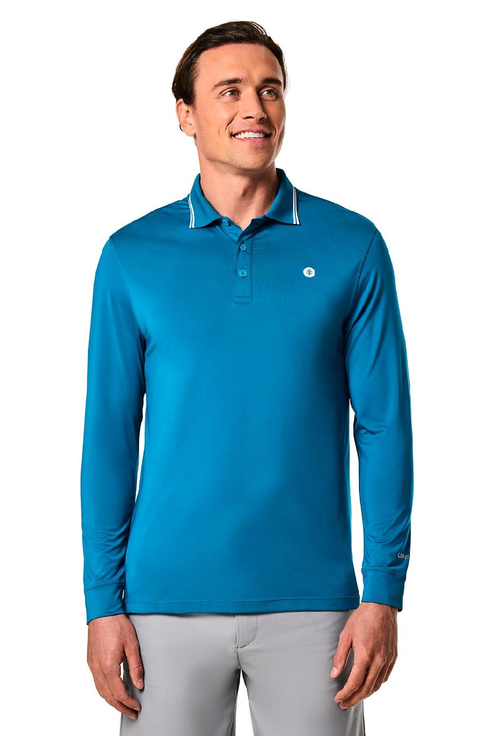 Coolibar Men's Erodym Long Sleeve Polo | Bluejay