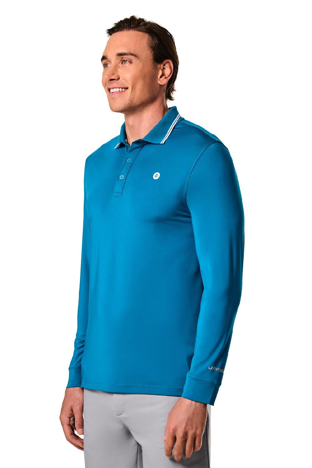 Coolibar Men's Erodym Long Sleeve Polo | Bluejay