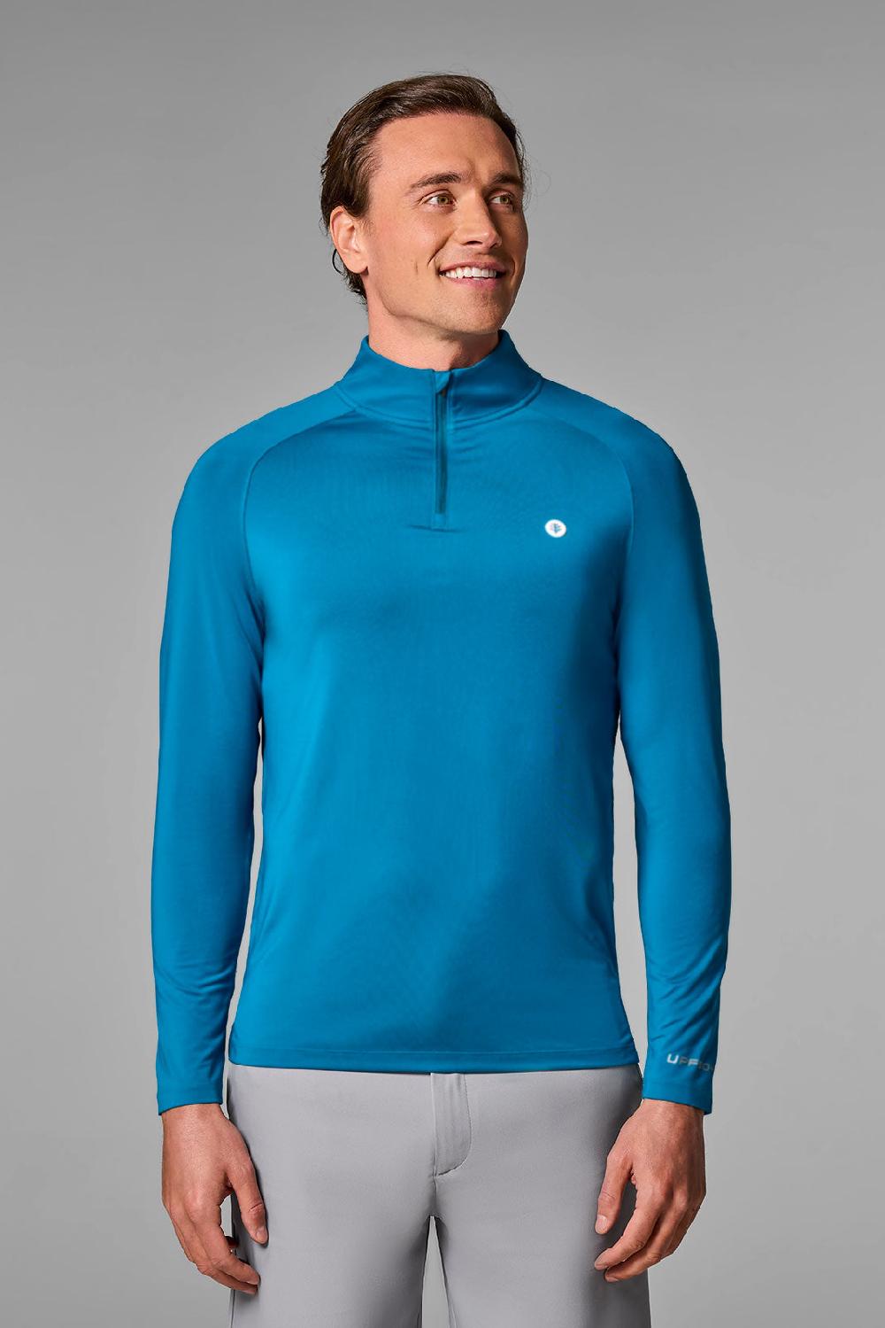 coolibar Men's Fairway Golf Pullover | Bluejay