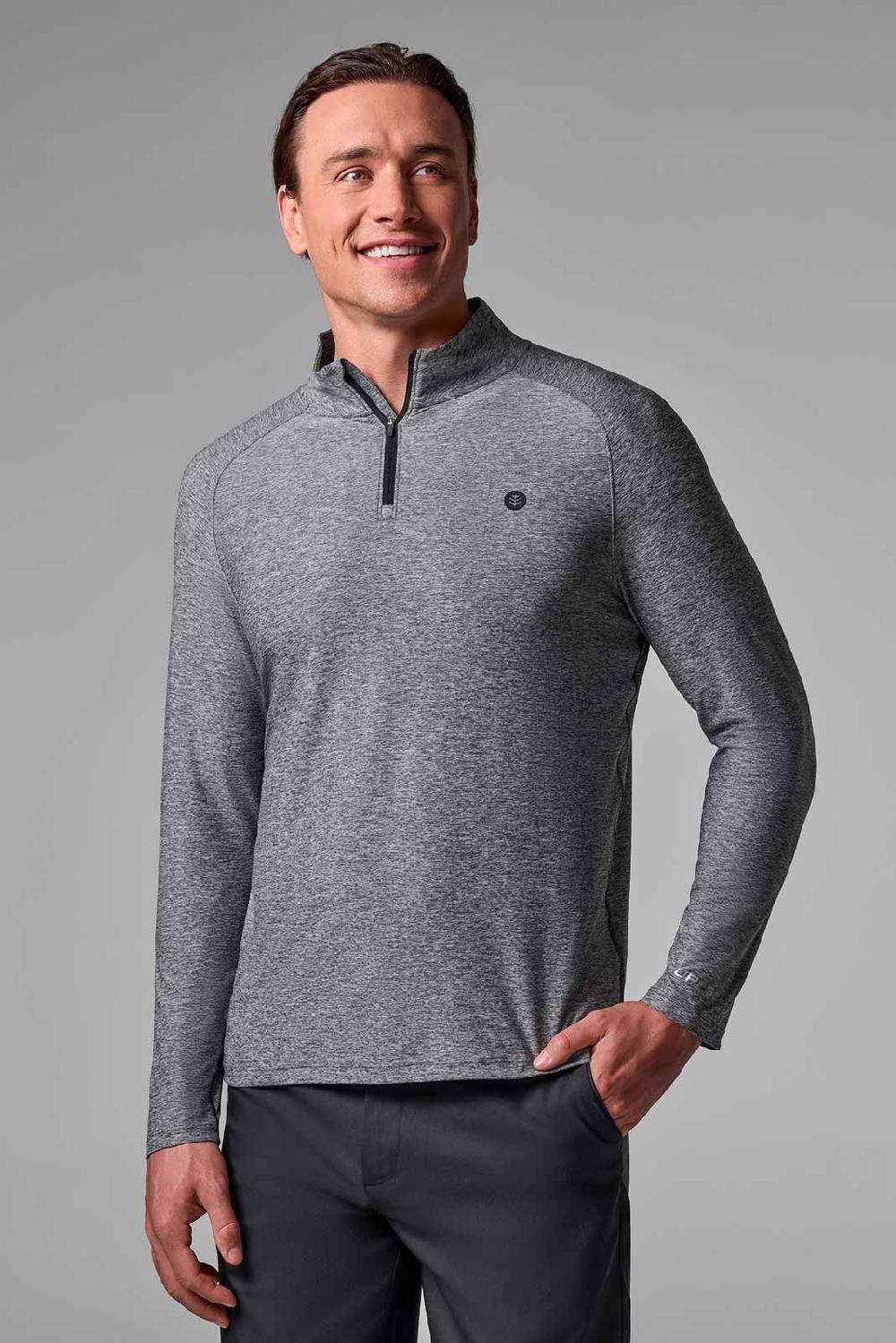 coolibar Men's Fairway Golf Pullover | Charcoal