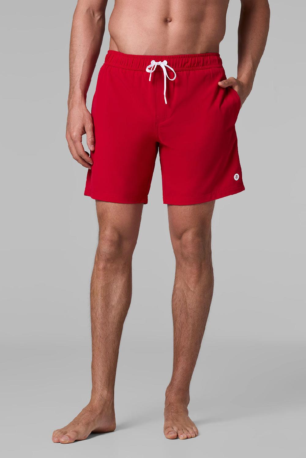 coolibar Men's Kahuna Swimming Shorts | Cherry