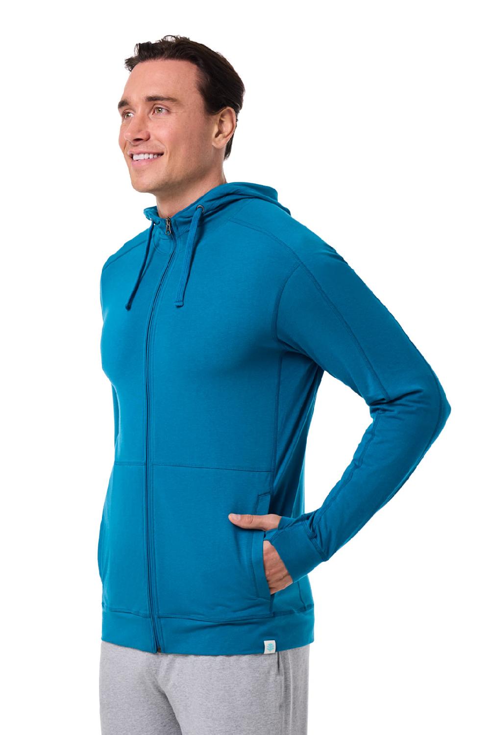Coolibar Men's LumaLeo Zip-Up Hoodie | Bluejay
