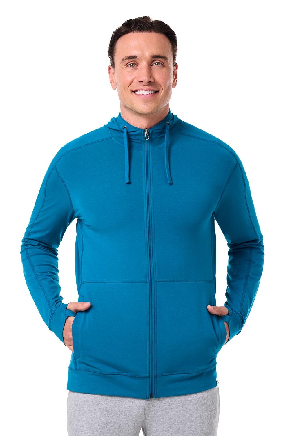 coolibar Men's LumaLeo Zip-Up Hoodie | Bluejay
