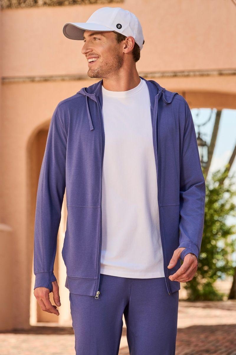 coolibar Men's LumaLeo Zip-Up Hoodie | Future Dusk