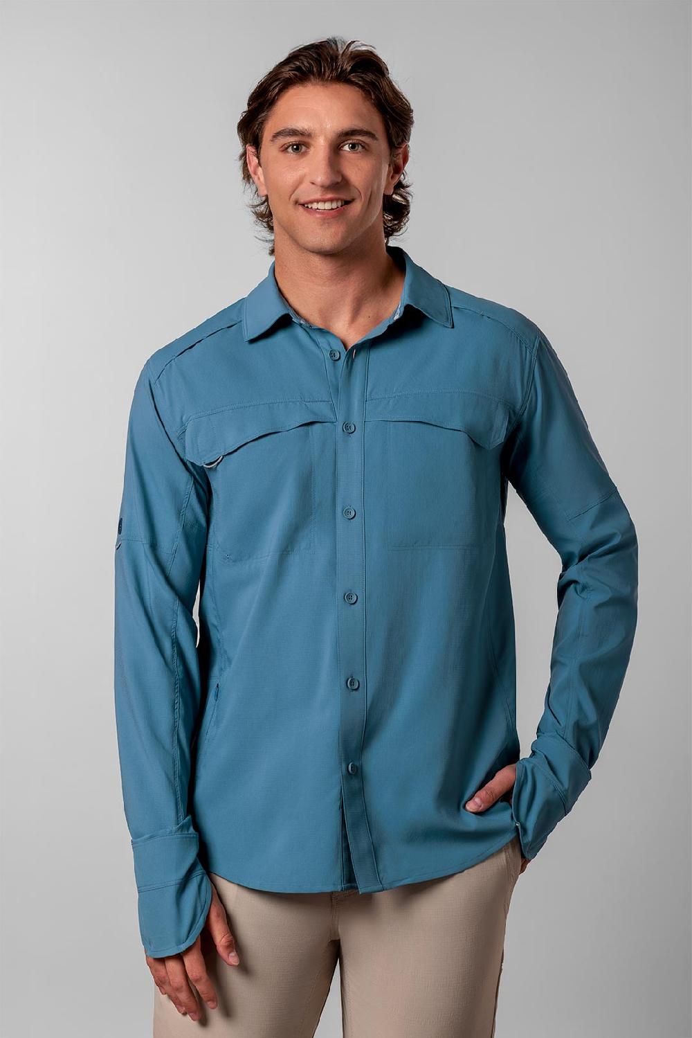 coolibar Men's Nassau Fishing Shirt | Blue Dusk