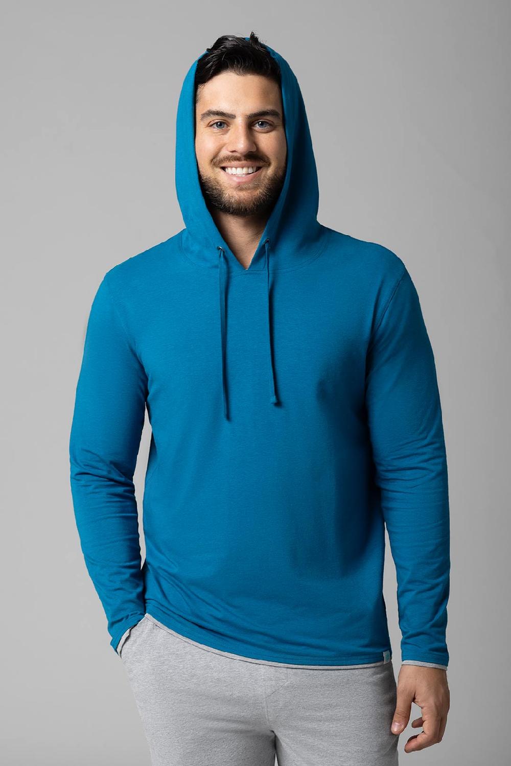 coolibar Men's Oasis Pullover Hoodie | Bluejay