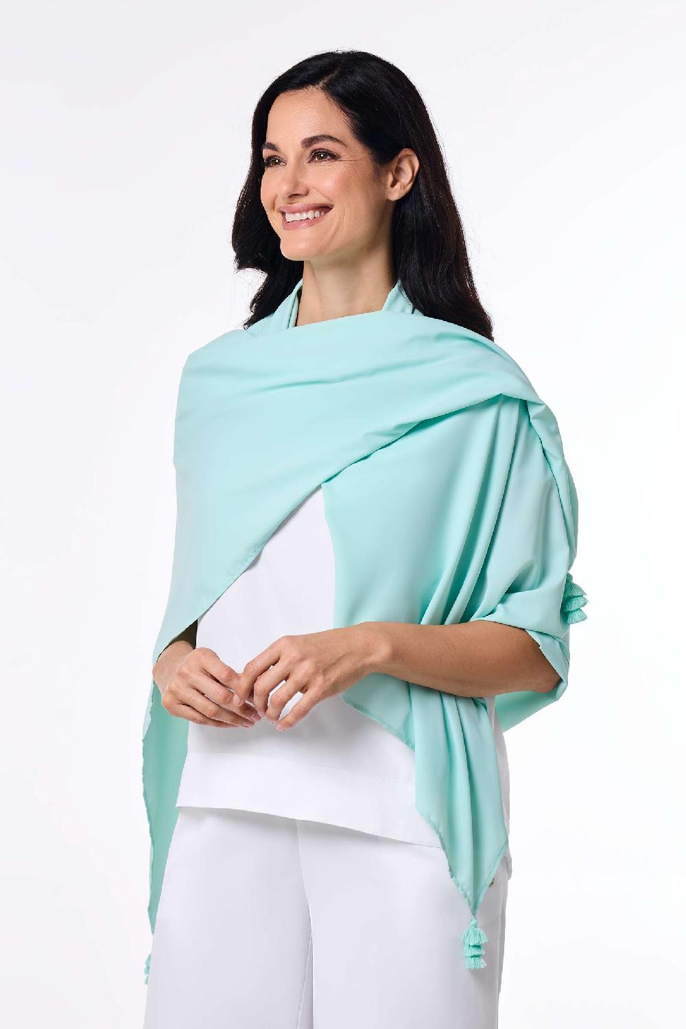 Coolibar Minneola Featherlight Scarf | Misty Aqua