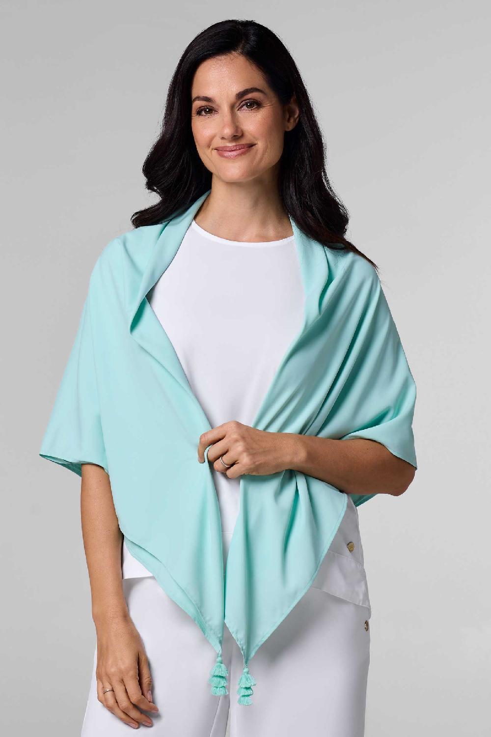 coolibar Minneola Featherlight Scarf | Misty Aqua