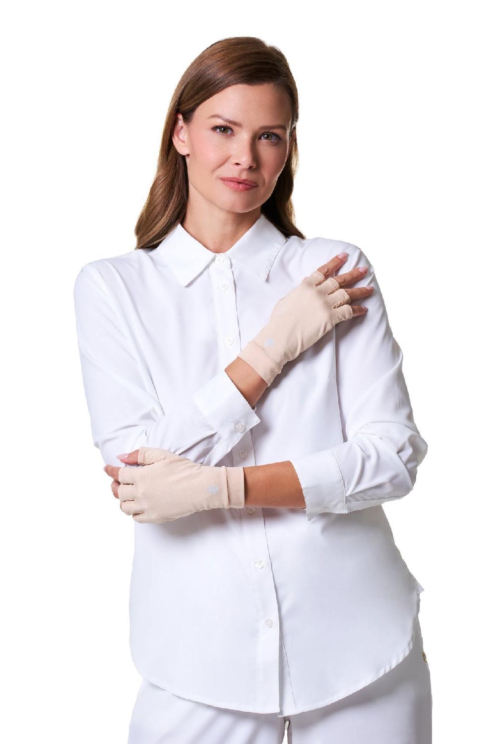 Coolibar Ouray UV Fingerless Sun Gloves | Beige