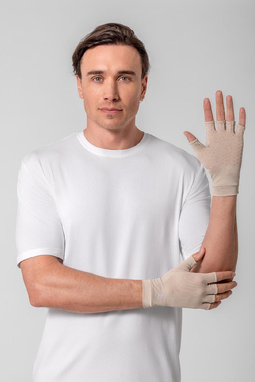 Coolibar Ouray UV Fingerless Sun Gloves | Pale Khaki