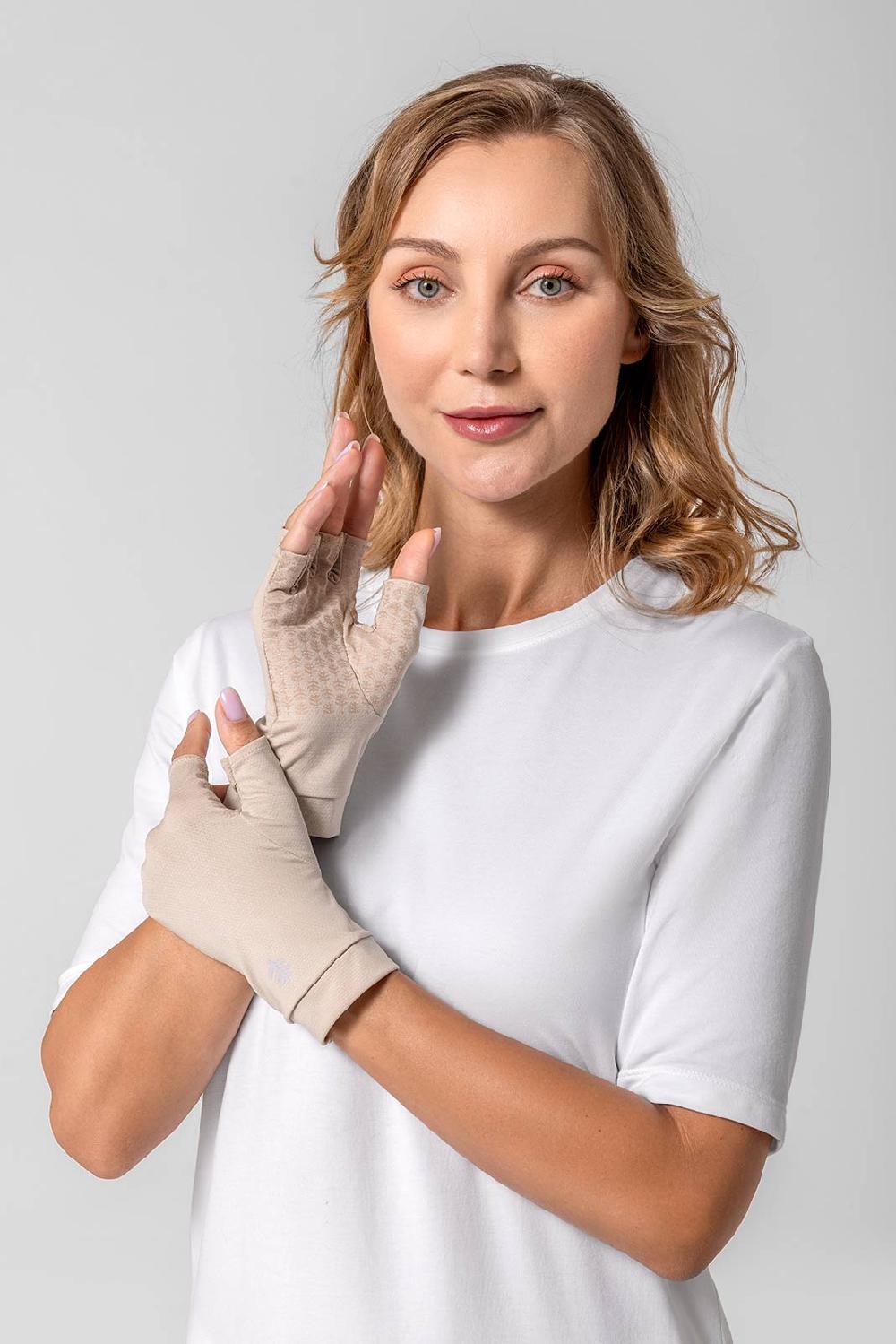 Coolibar Ouray UV Fingerless Sun Gloves | Pale Khaki