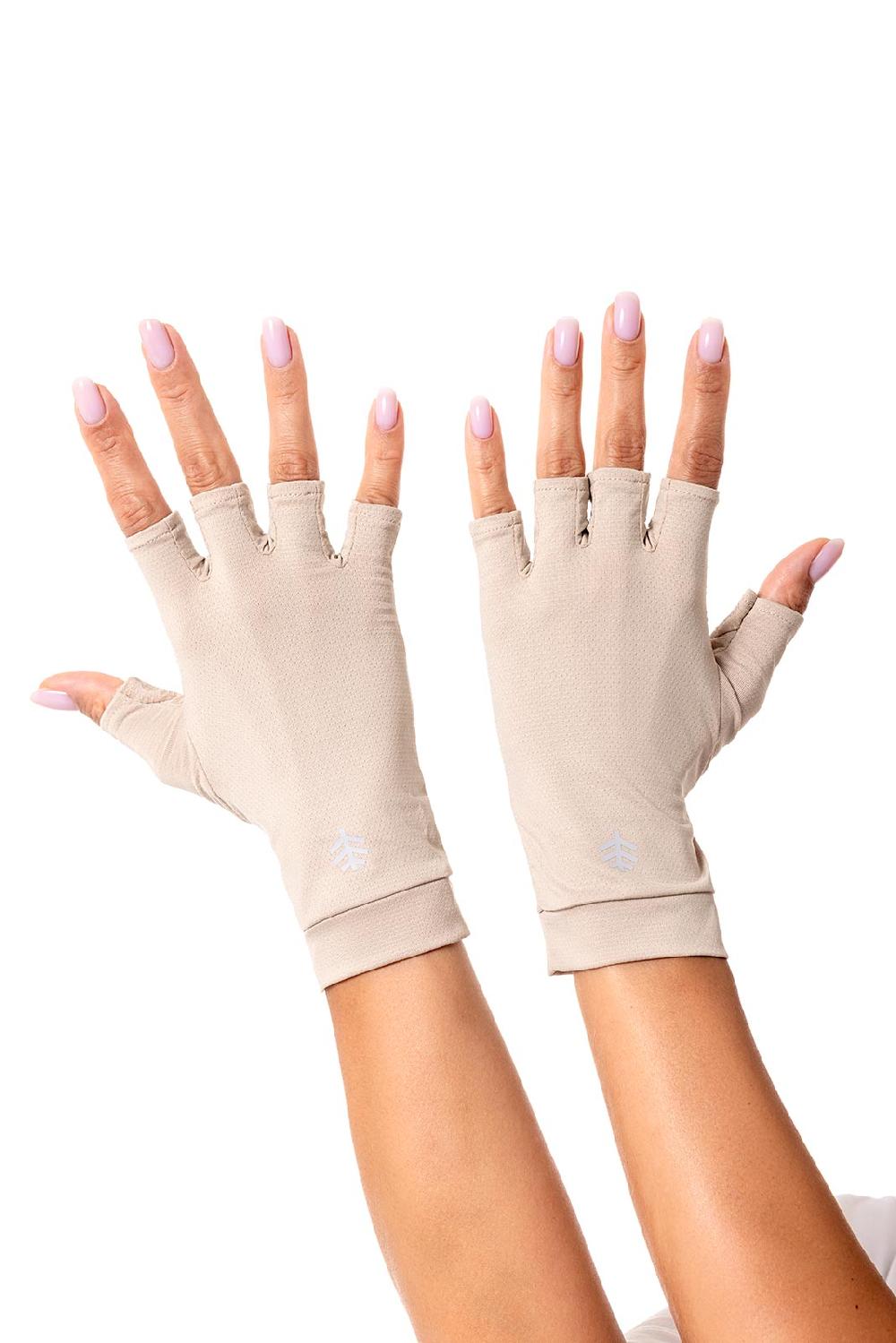 coolibar Ouray UV Fingerless Sun Gloves | Pale Khaki