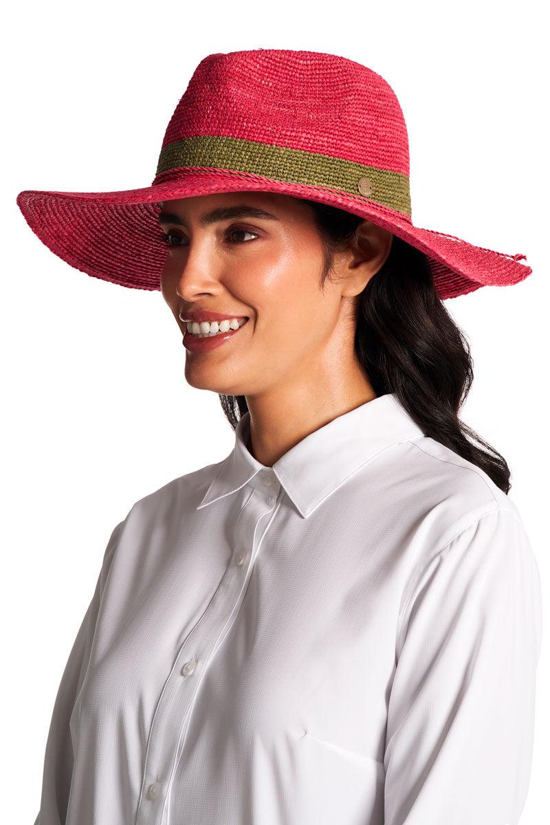 Coolibar Playa Crochet Raffia Fedora | Magnolia Pink