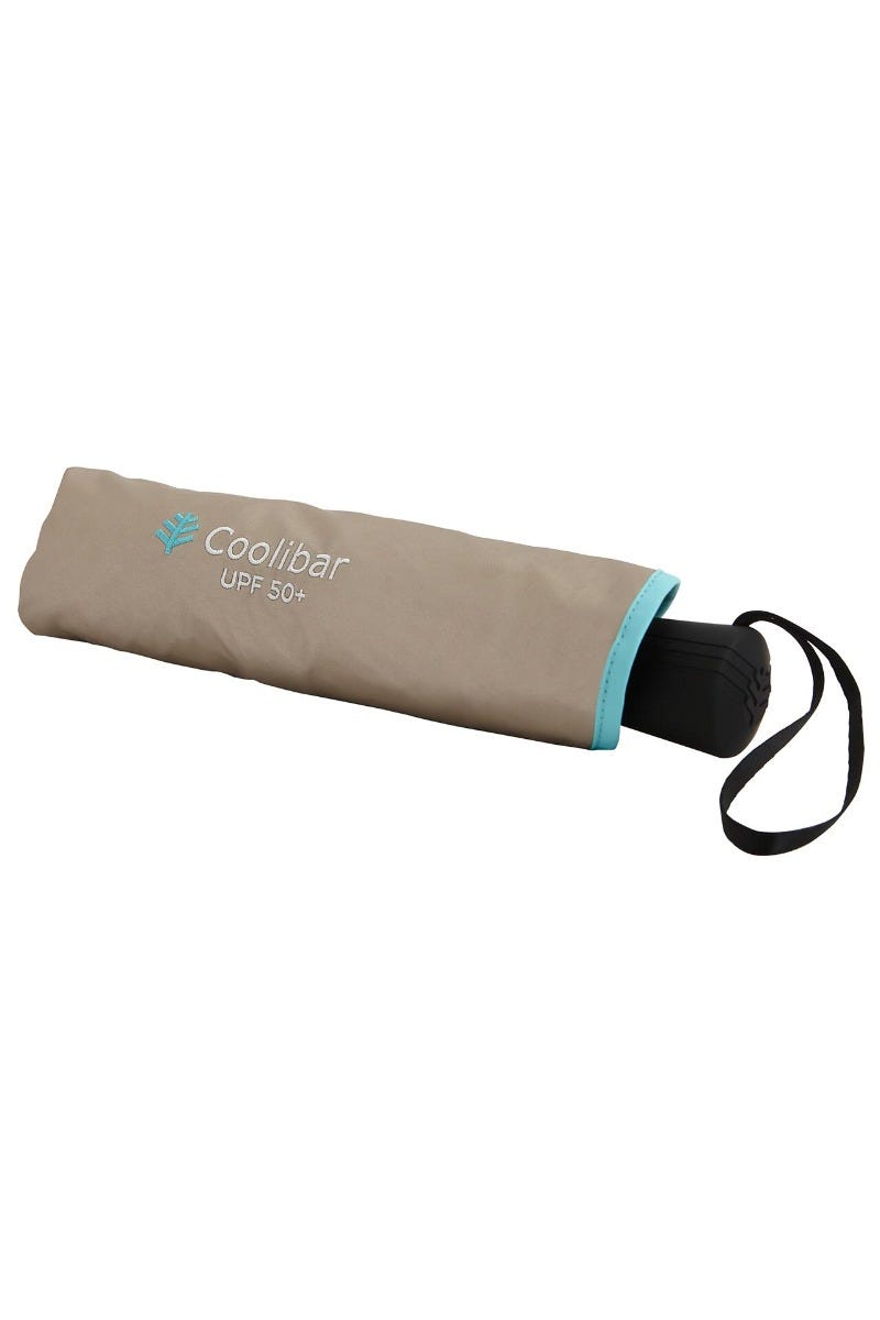 Coolibar Sanya Compact Umbrella | Gold/Aqua Metallic