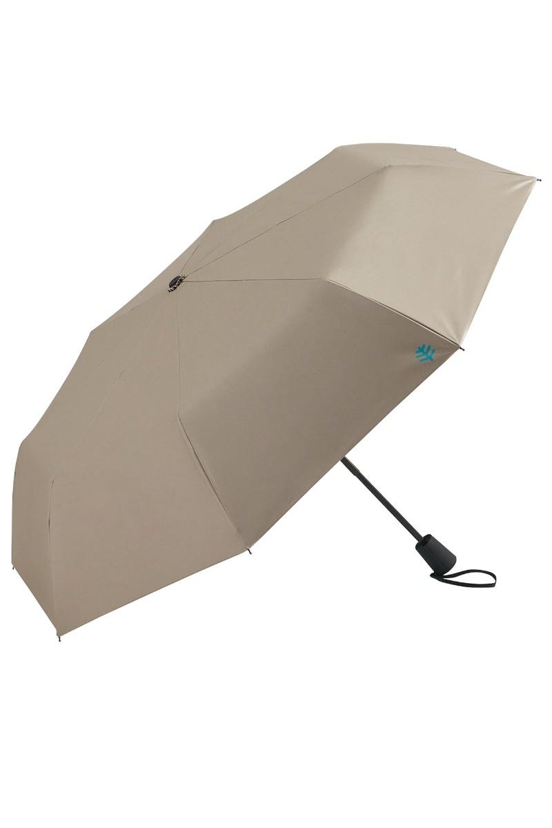coolibar Sanya Compact Umbrella | Gold/Aqua Metallic