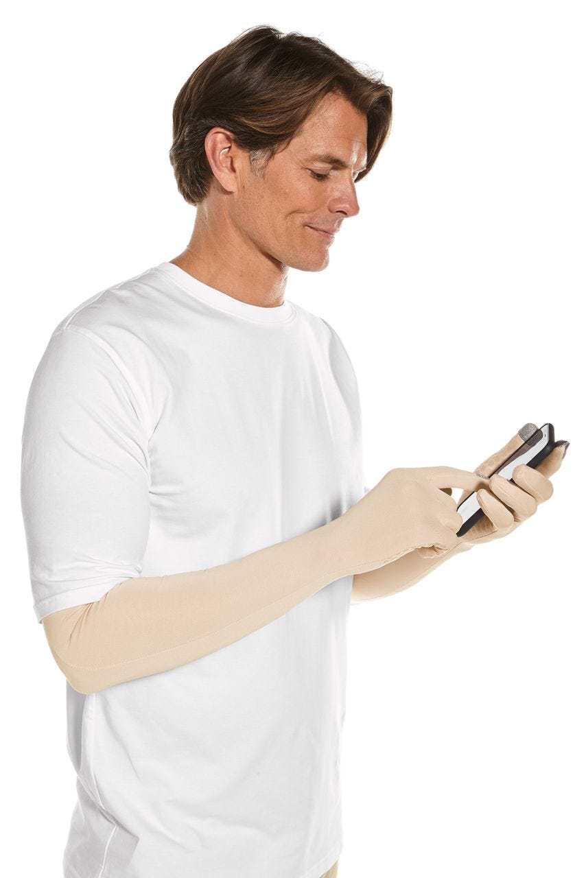 Coolibar Unisex Culebra UV Long Sun Gloves | Beige