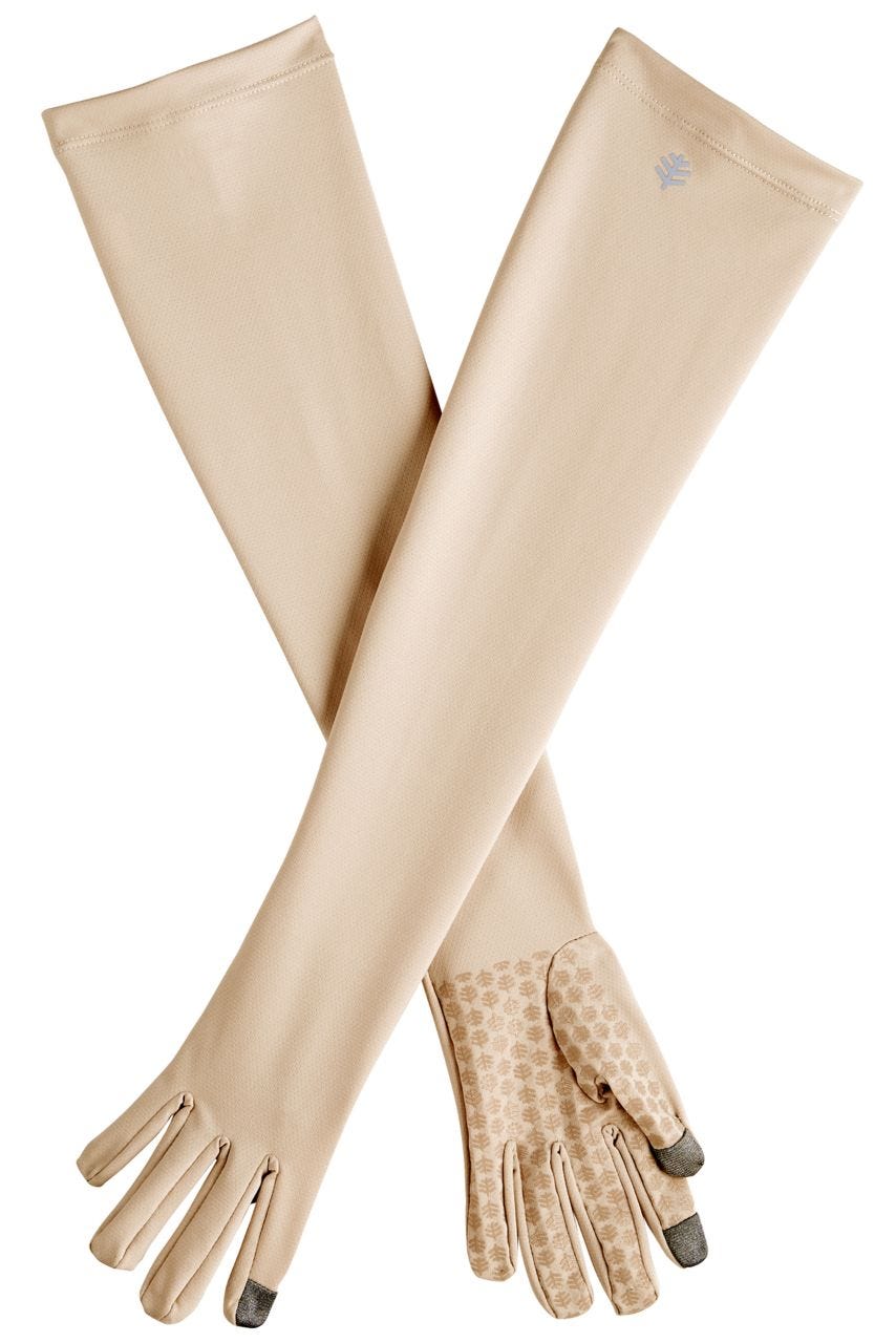 coolibar Unisex Culebra UV Long Sun Gloves | Beige