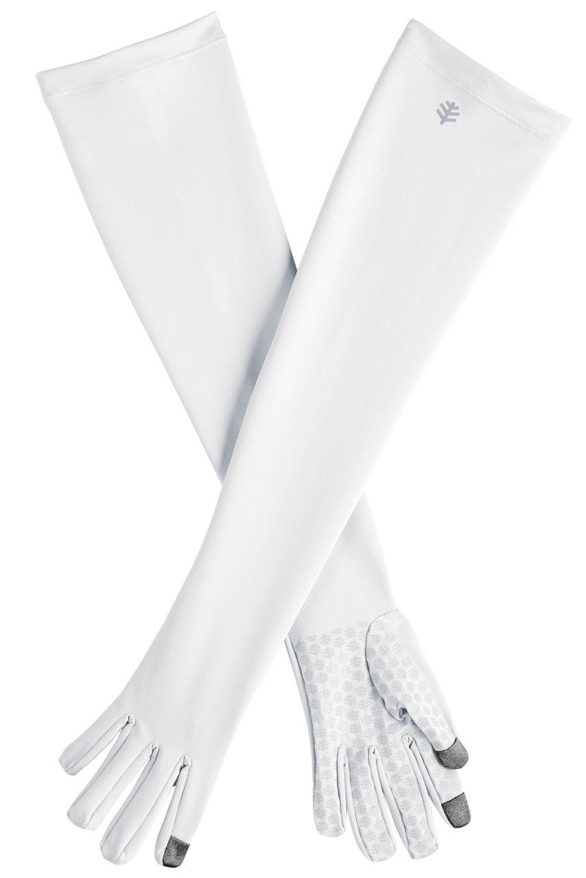 coolibar Unisex Culebra UV Long Sun Gloves | White