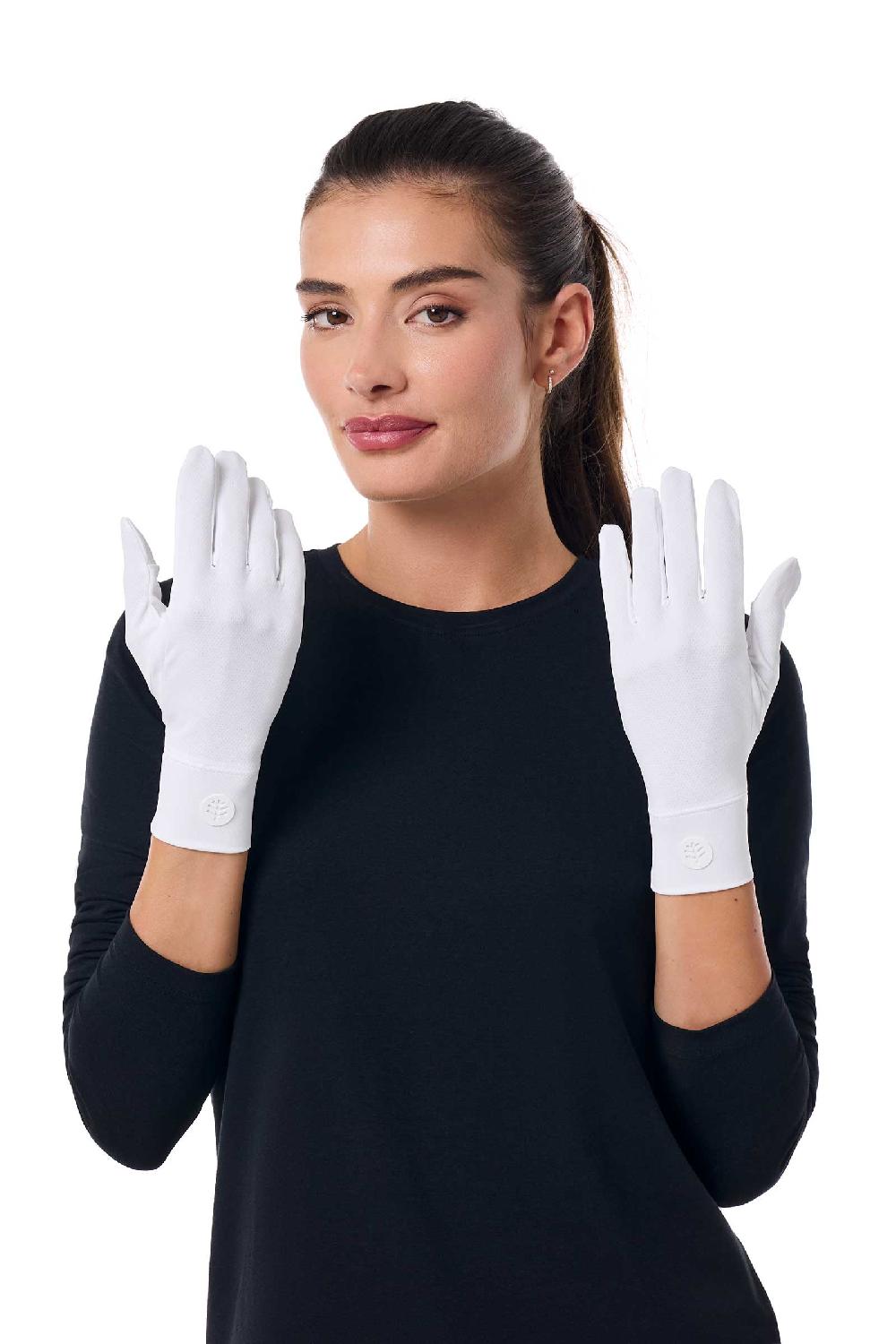 Coolibar Unisex Fuji Gloves | White