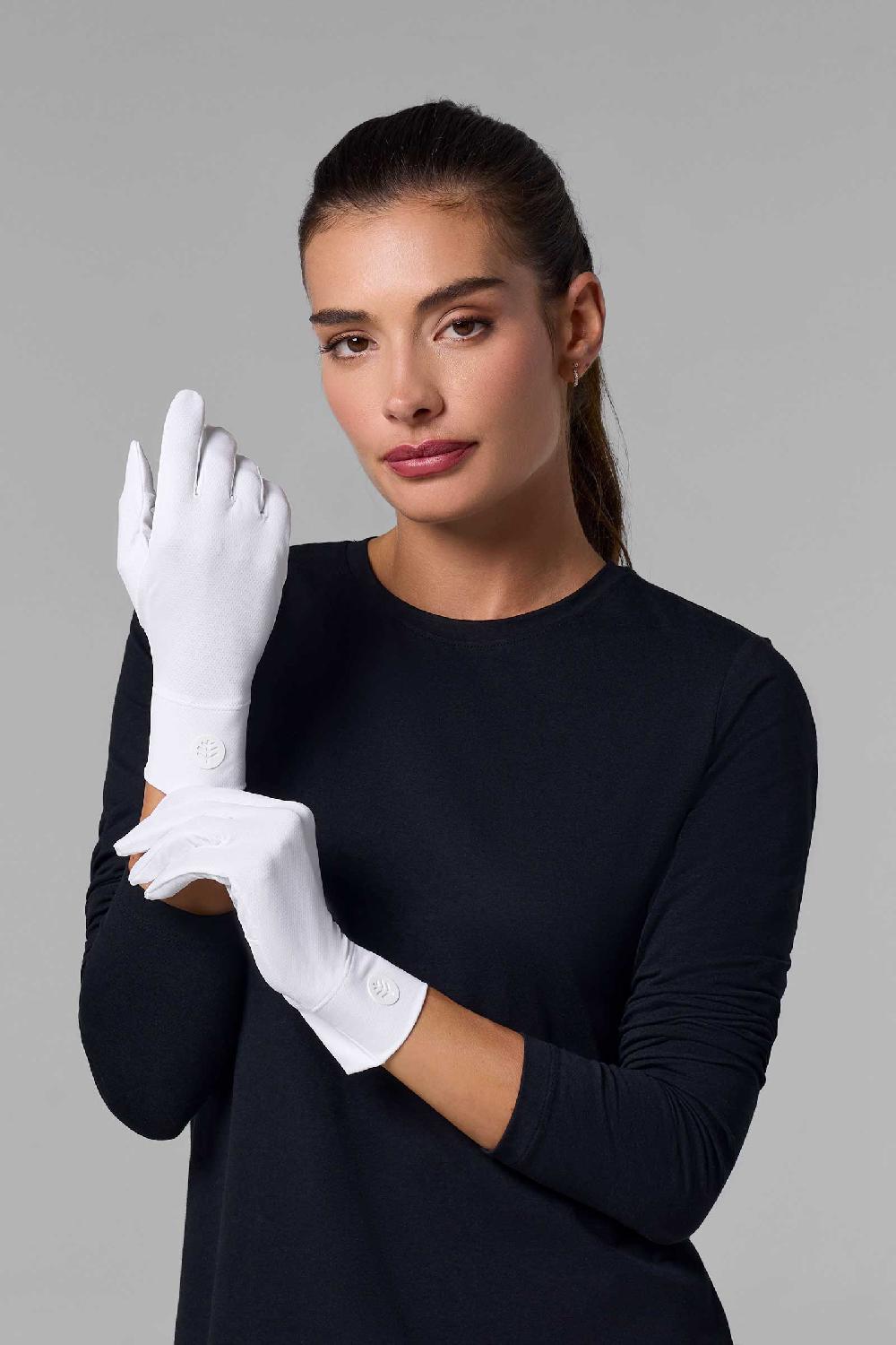 coolibar Unisex Fuji Gloves | White