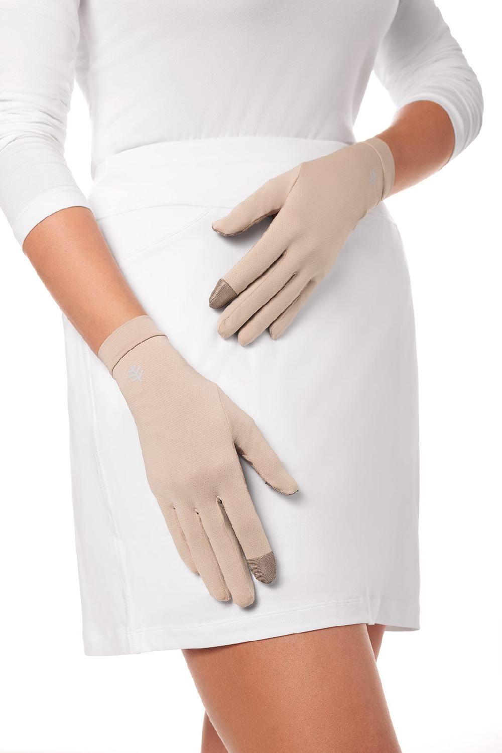 coolibar Unisex Gannett UV Gloves | Pale Khaki