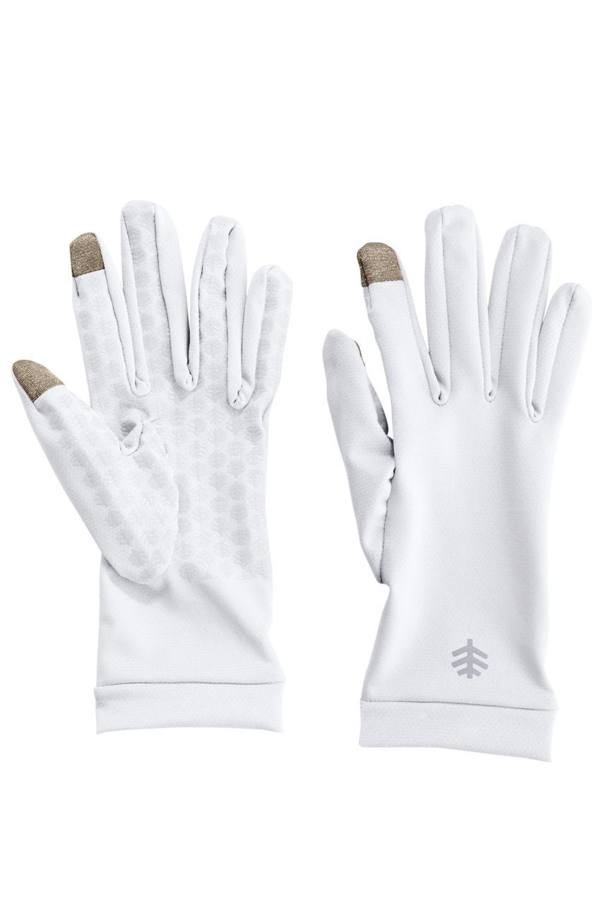 coolibar Unisex Gannett UV Gloves | White