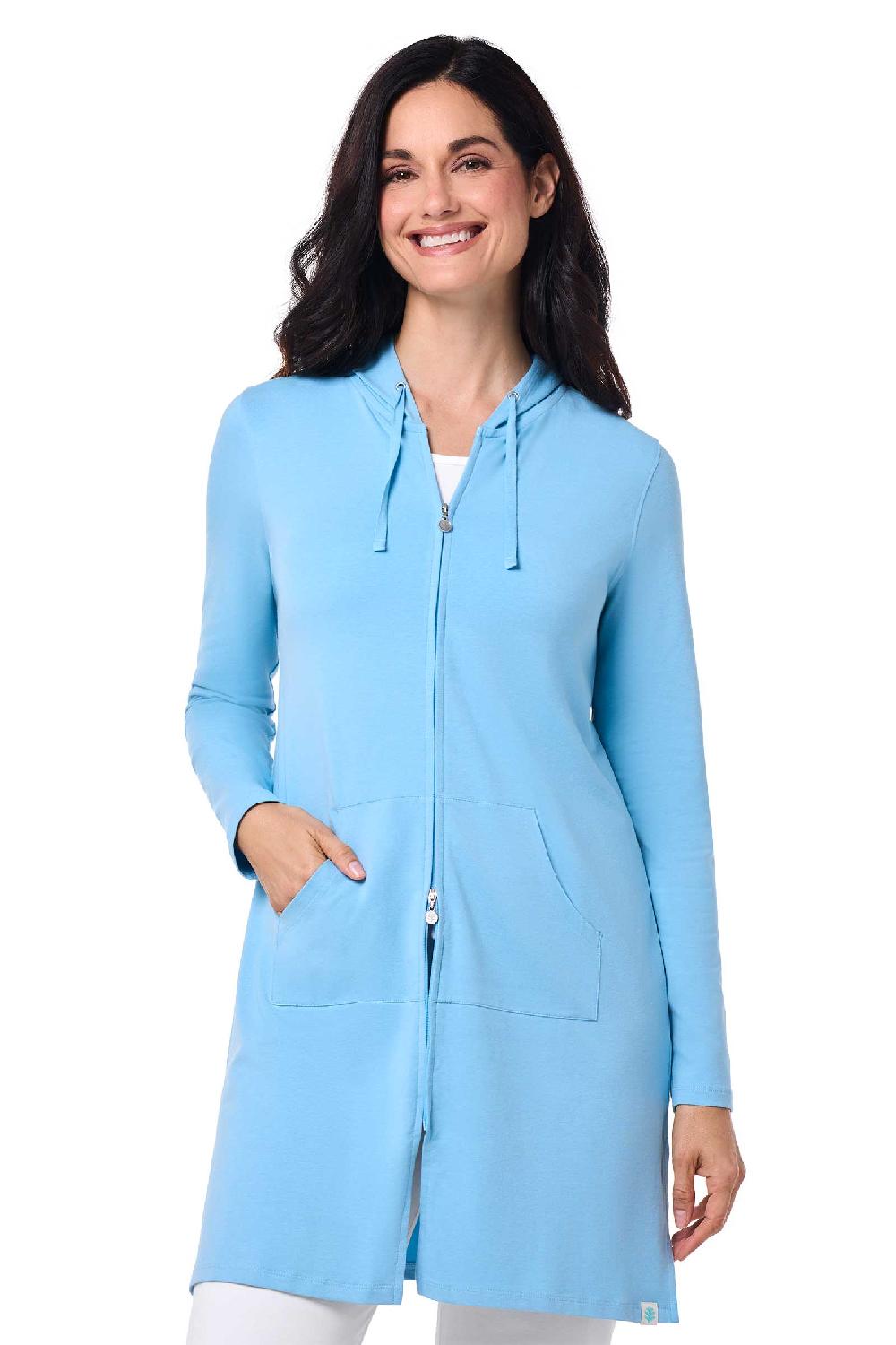Coolibar Women's Cabana Hoodie | Arctic Blue