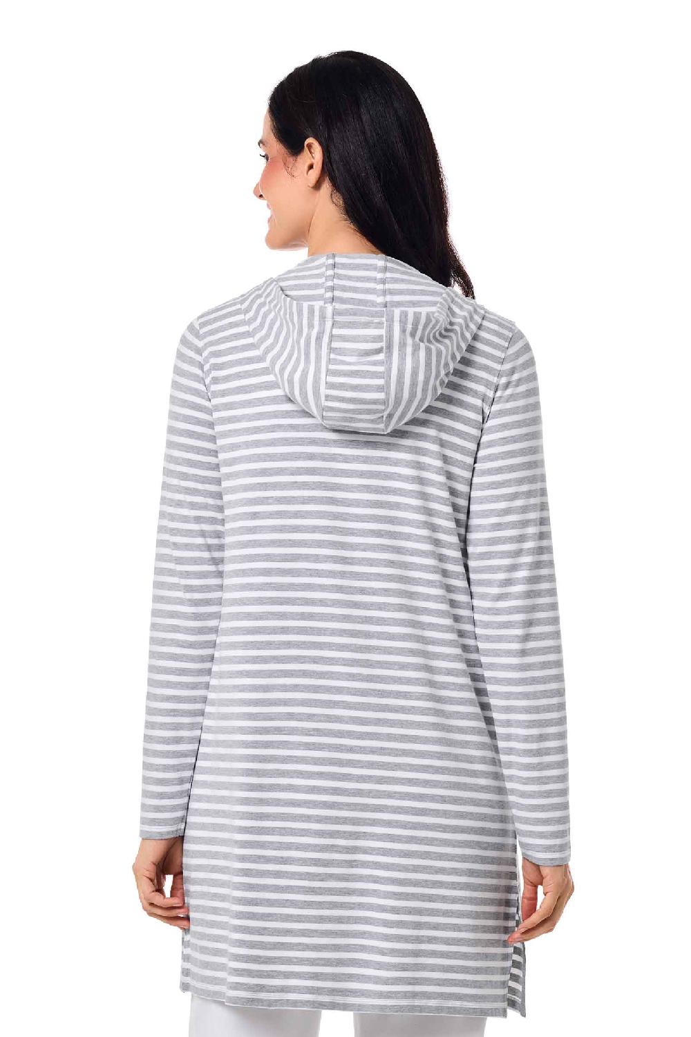 Coolibar Women's Cabana Hoodie | Grey/White Stripe