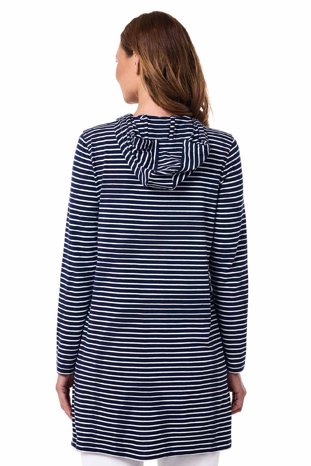 Coolibar Women's Cabana Hoodie | Navy/White Stripe