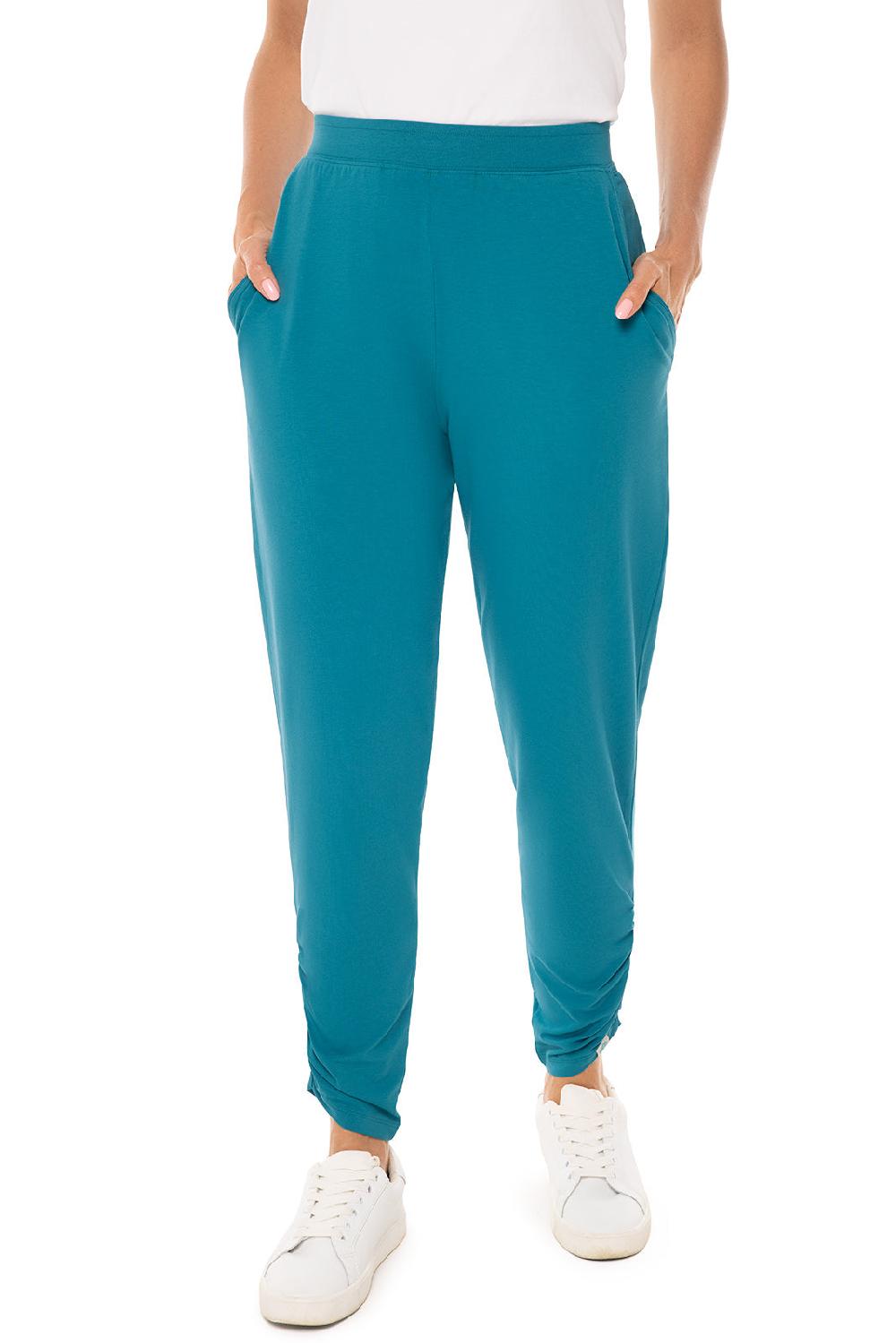 coolibar Women's Cafe Ruche Pants | Tahitian Teal