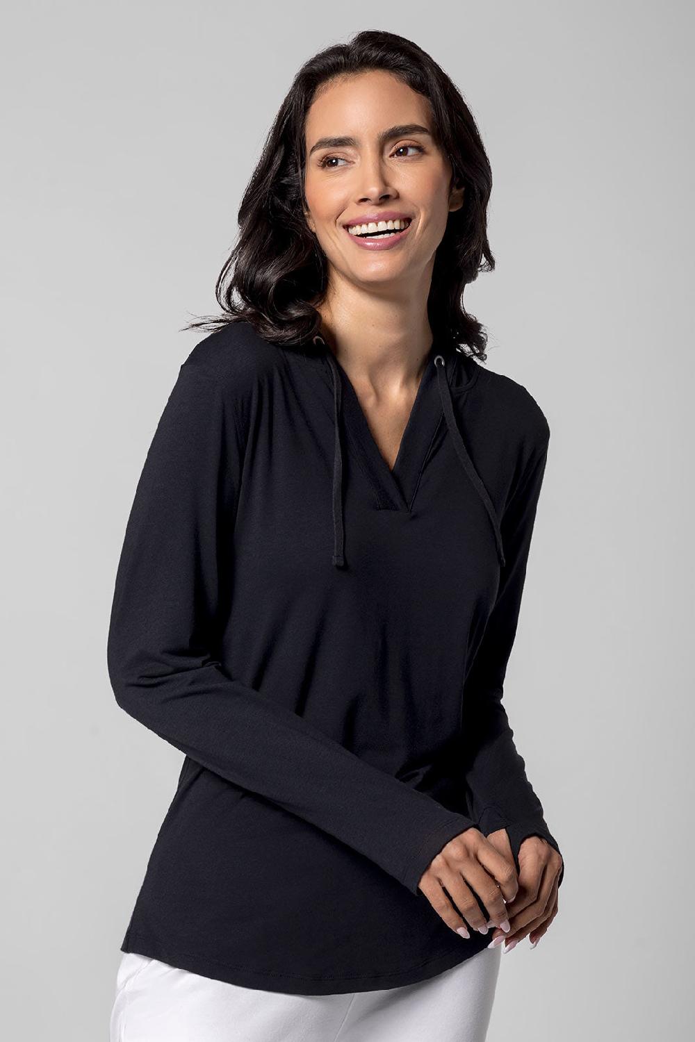 coolibar Women's Catalina Hoodie Tunic Top | Black