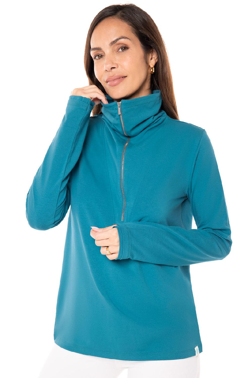 coolibar Women's Collins 3/4 Zip | Tahitian Teal