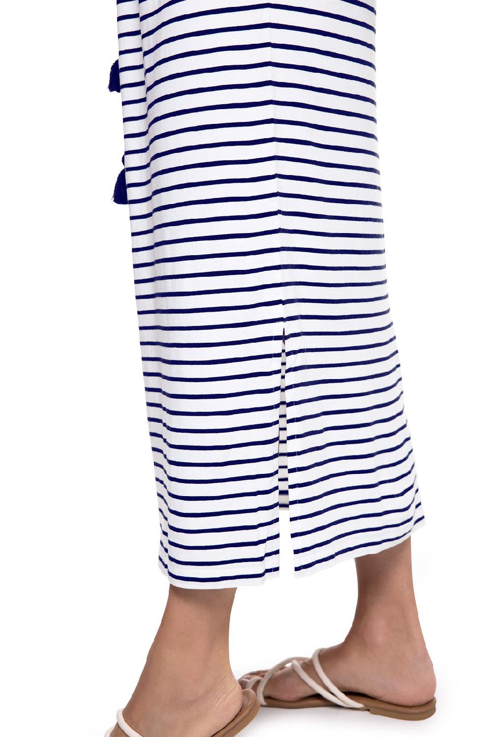 Coolibar Women's Coral Way Dress | White/Navy Stripe