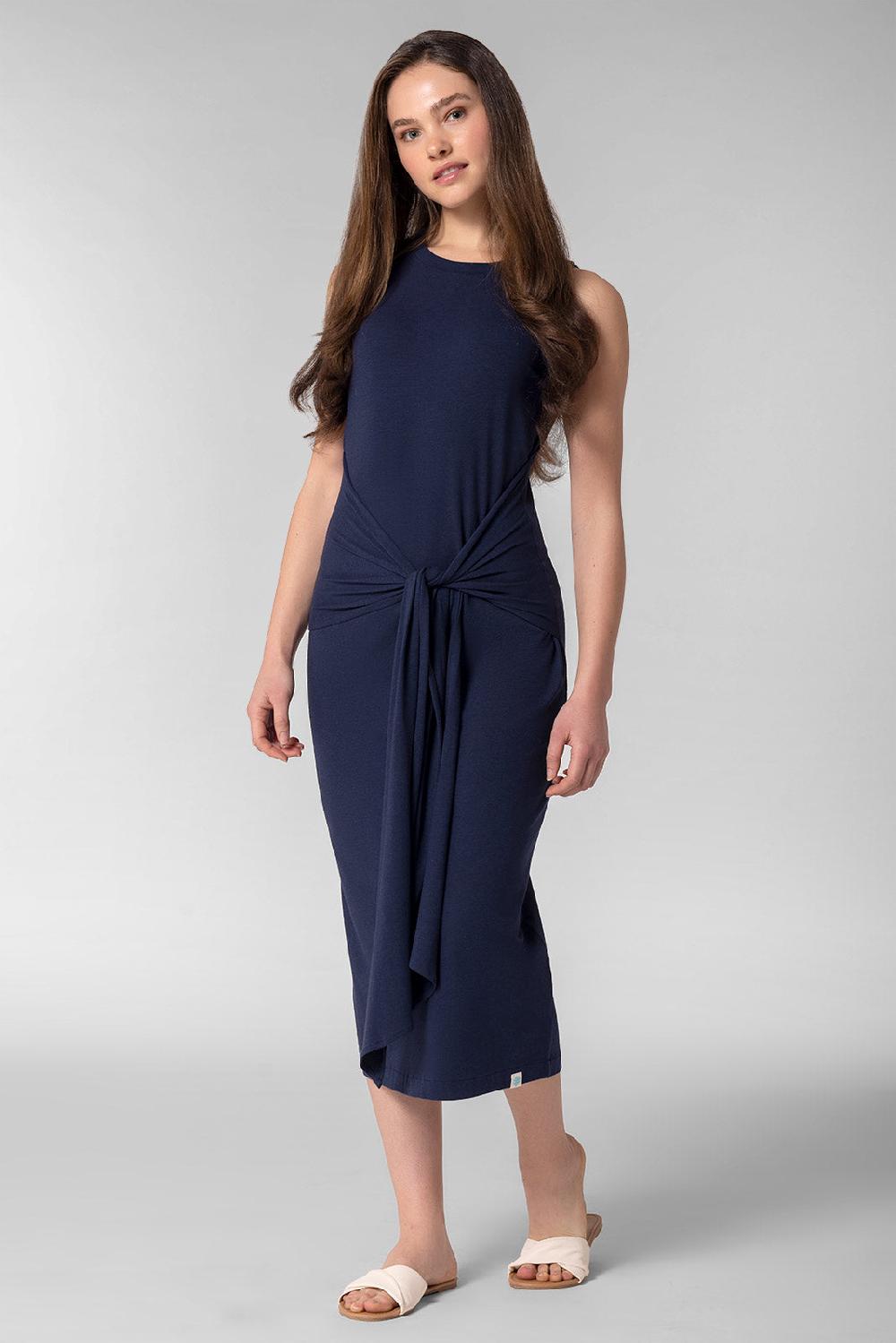 Coolibar Women's Jupiter Midi Tie Dress | Navy