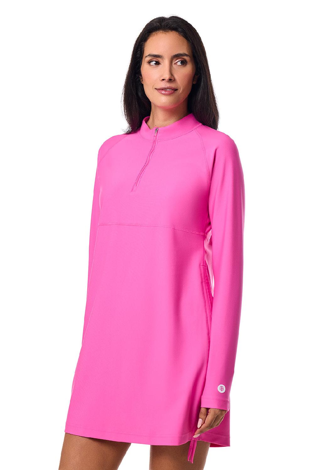 Coolibar Women's Lawai Ruche Swim Shirt | Tulip Pink