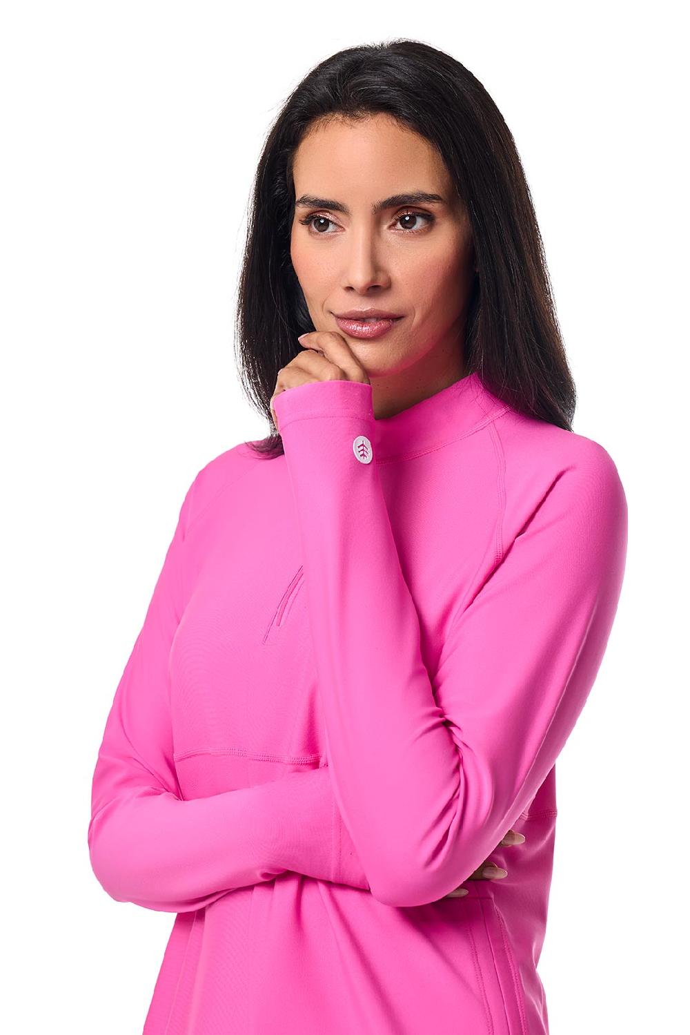 Coolibar Women's Lawai Ruche Swim Shirt | Tulip Pink