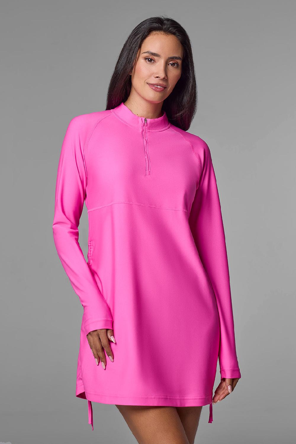 coolibar Women's Lawai Ruche Swim Shirt | Tulip Pink