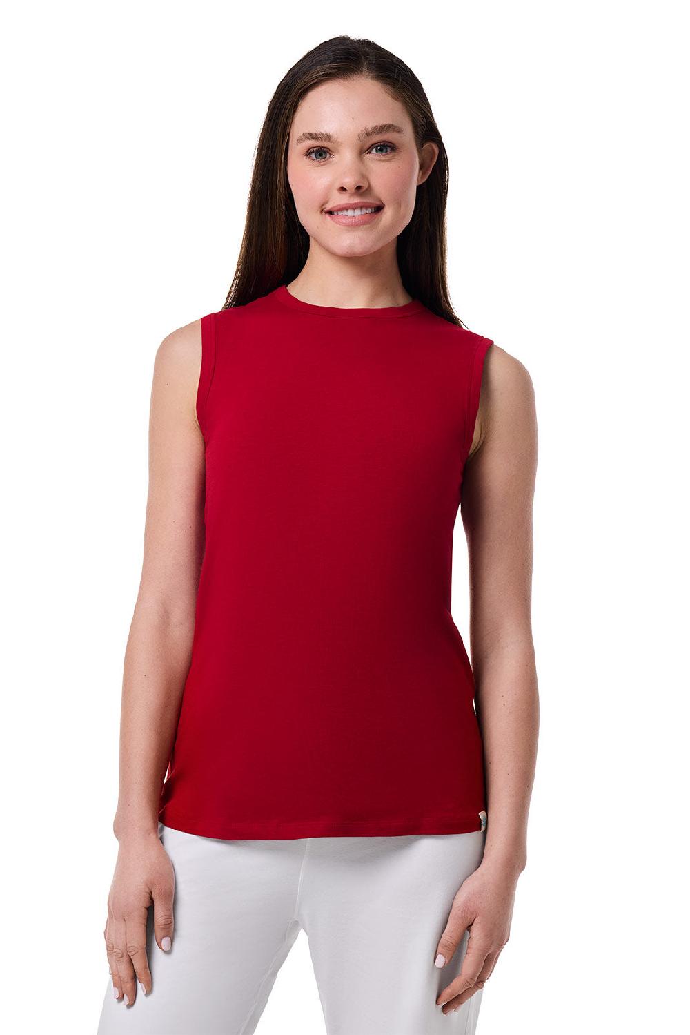 Coolibar Women's LumaLeo High Neck Tank Top | Cherry