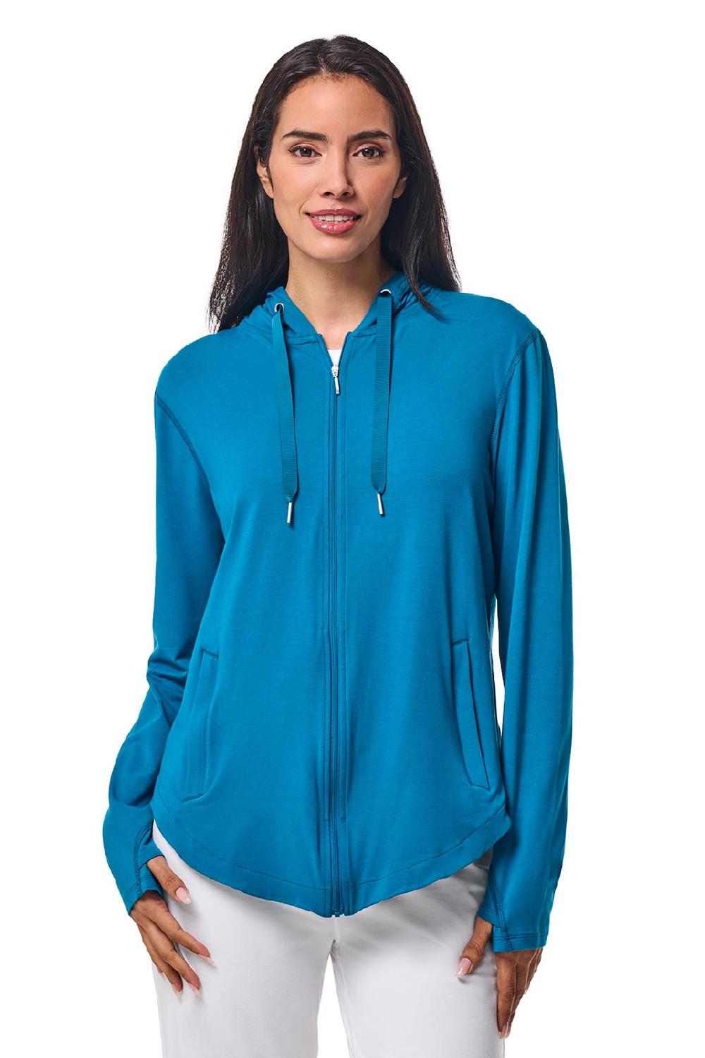 Coolibar Women's LumaLeo Zip-Up Hoodie | Bluejay