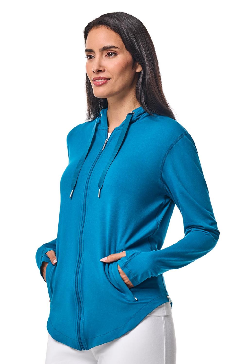 Coolibar Women's LumaLeo Zip-Up Hoodie | Bluejay