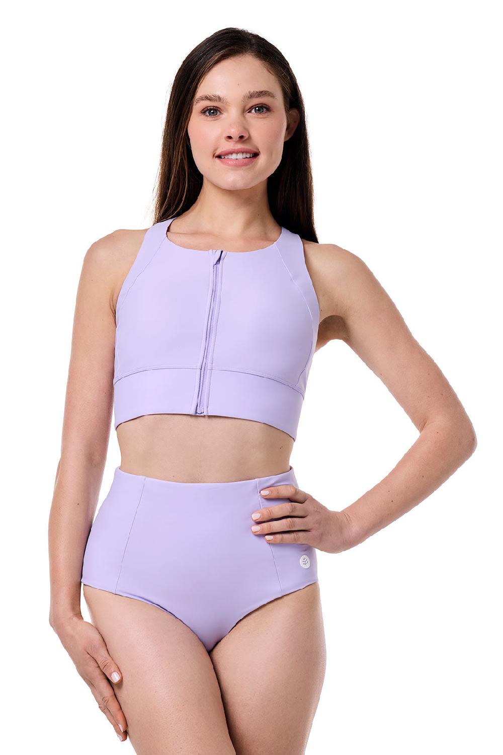 Coolibar Women's Medley Zip-Up Swim Bra | Lavendula