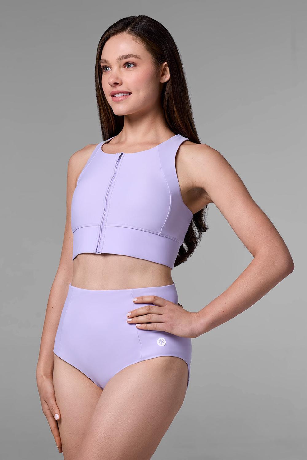 coolibar Women's Medley Zip-Up Swim Bra | Lavendula