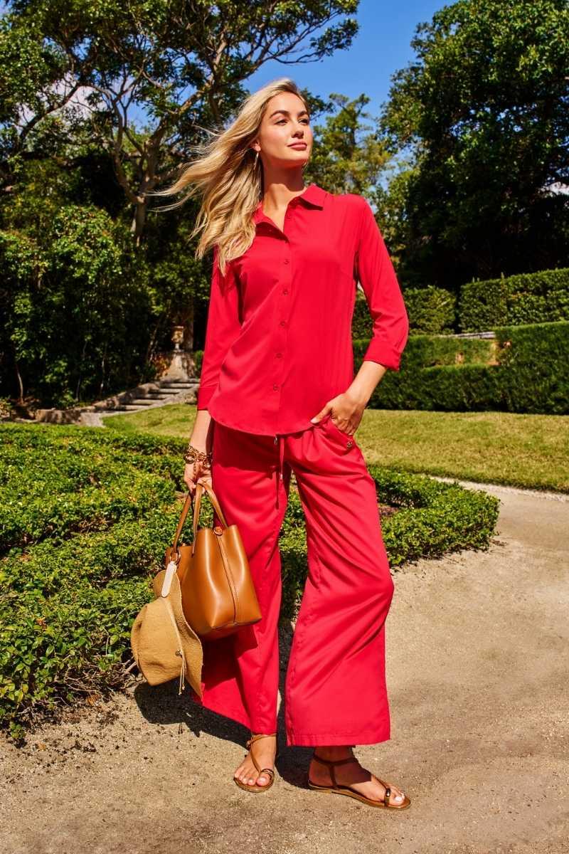 coolibar Women's Rhodes Shirt | Cherry