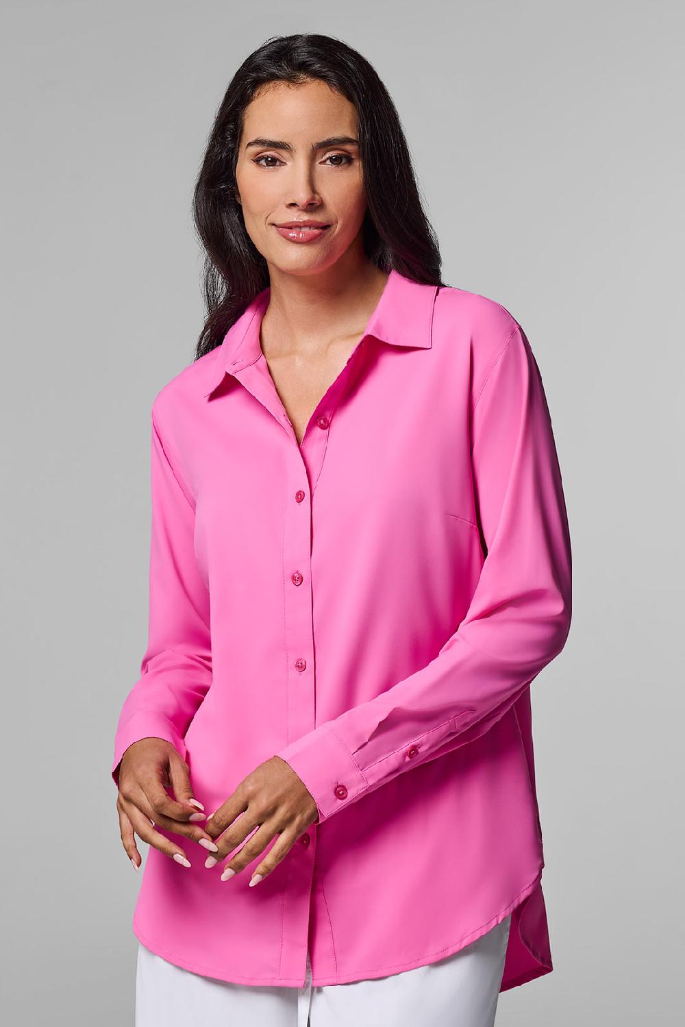 coolibar Women's Rhodes Shirt | Tulip Pink